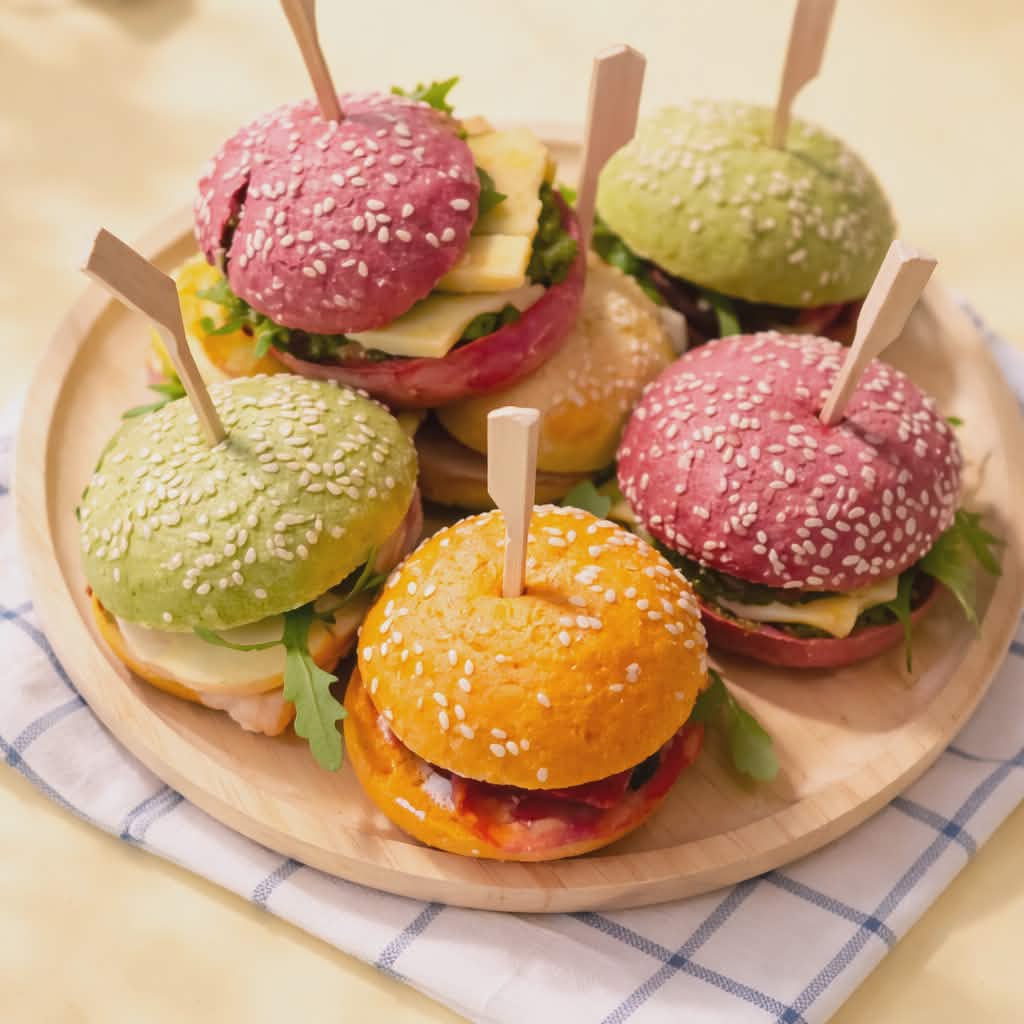 Kleurrijke miniburgers